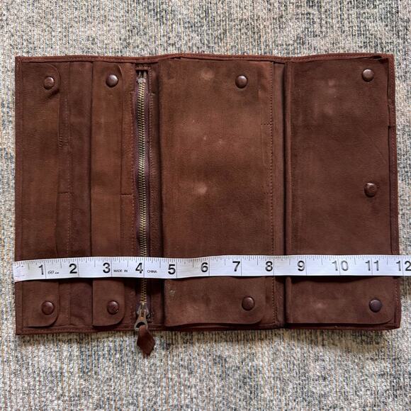 Mark Cross England Vintage Suede Jewelry Roll Travel Organizer Pouch Brown - Picture 12 of 12